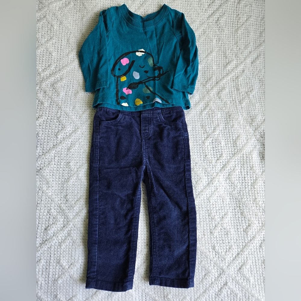 Hanna Andersson Teal Top And Navy Blue Bottoms Girls Size 2T